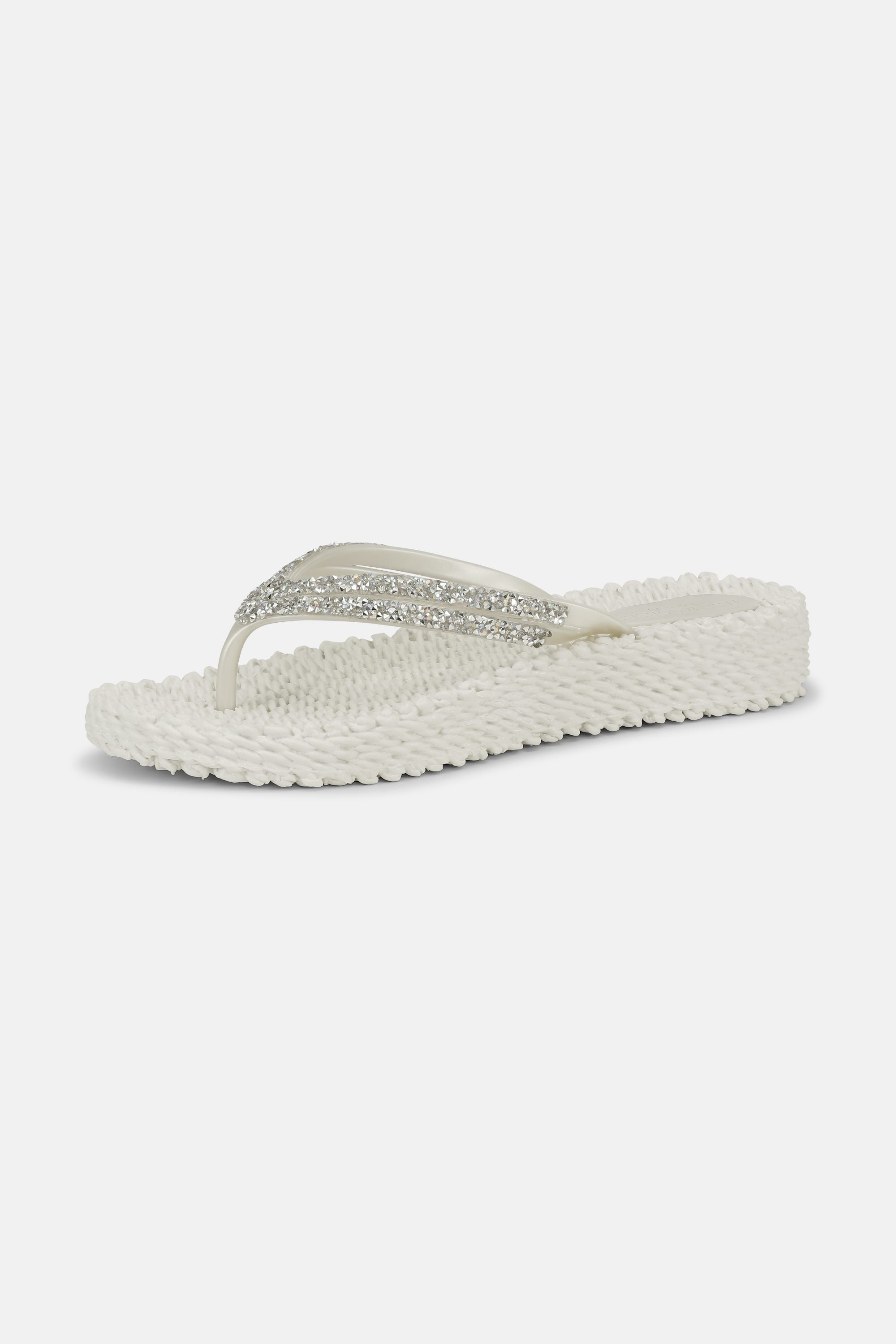 Plateau Flip-Flops Glitzersteine - Creme
